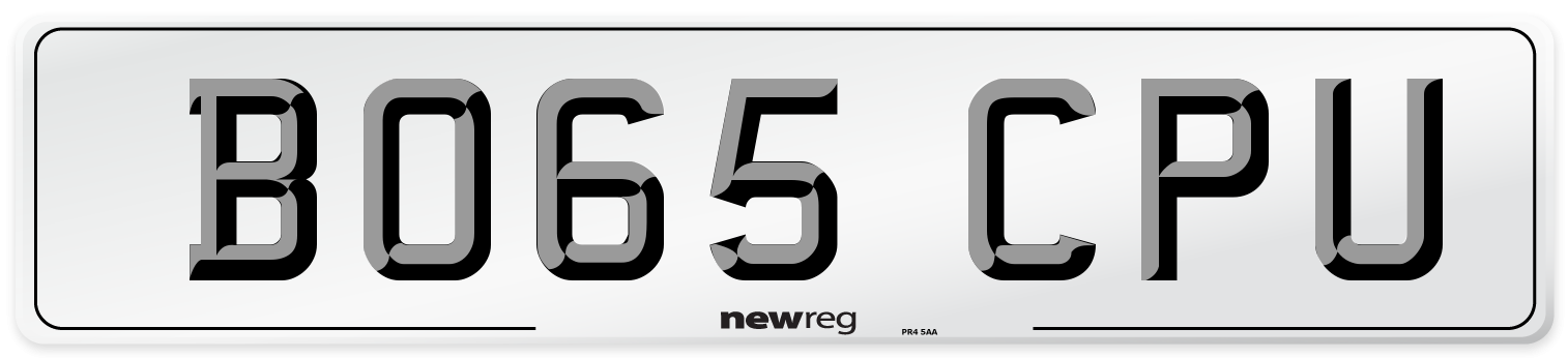 BO65 CPU Number Plate from New Reg